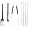 Set de 10 utensilios para la barbacoa, con pinzas, espátula, cuchillo, tenedor, brocha y pinchos