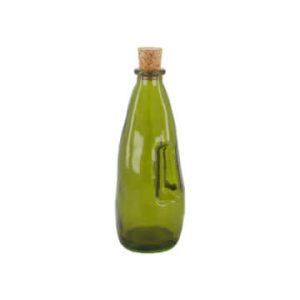 Botella verde oliva de cristal reciclado con corcho