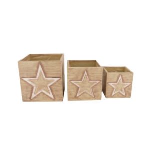 Caja de madera de abeto con estrella 18x18x18
