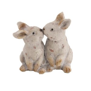 Figura de conejos de terracota en color gris