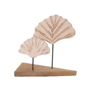 Figura de conchas sobre soporte de madera de mango 30x12x28cm