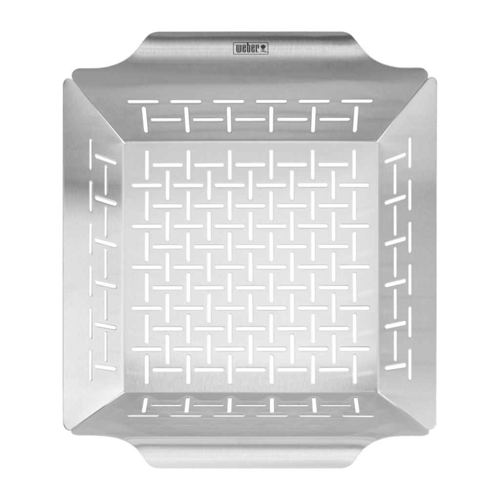 Bandeja de acero inoxidable para barbacoa Weber.
