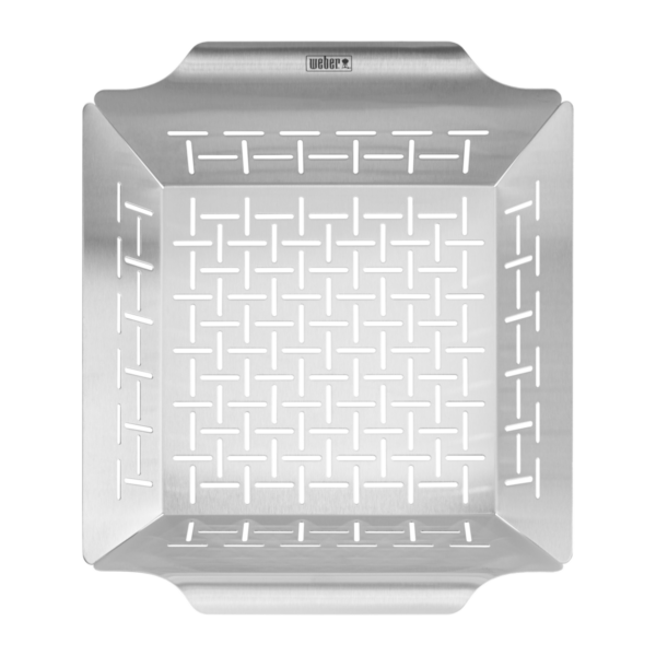 Bandeja de acero inoxidable para barbacoa Weber.