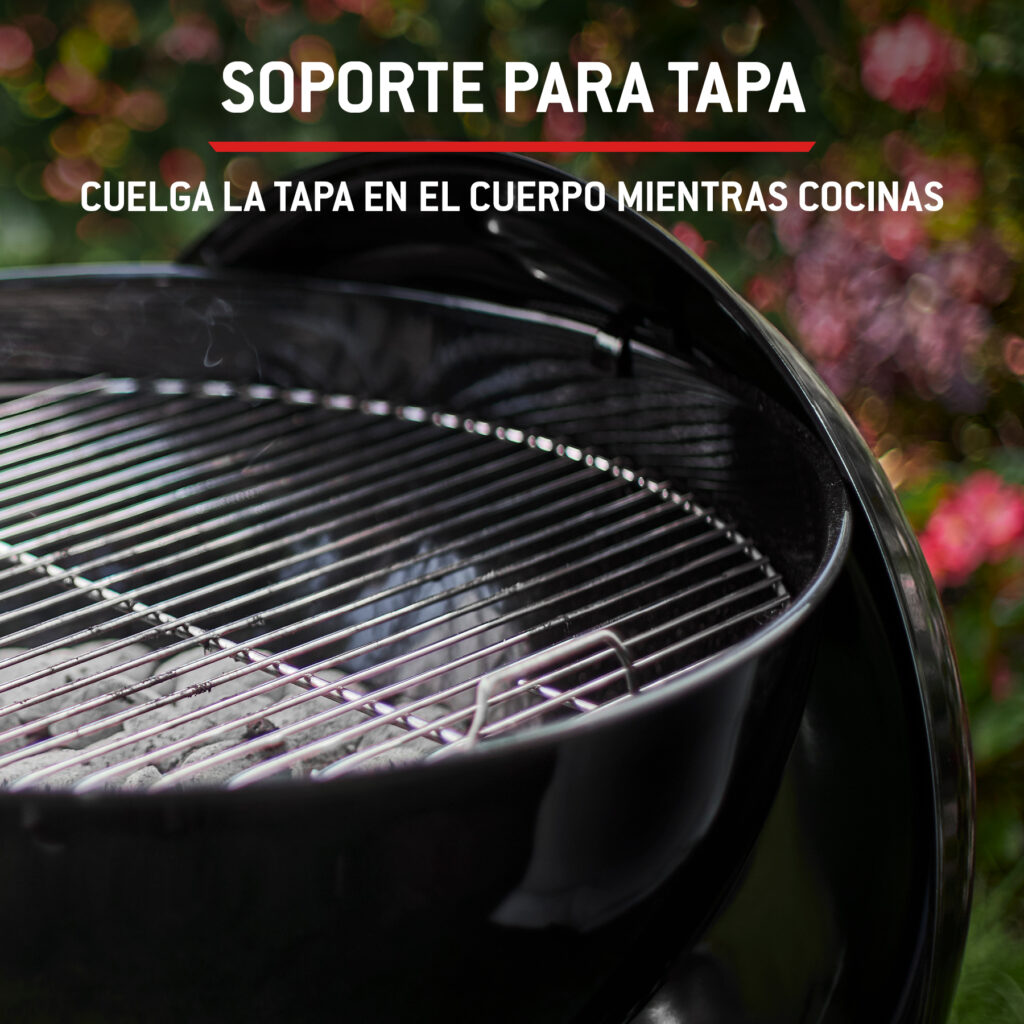 Barbacoa con soporte para tapa integrado