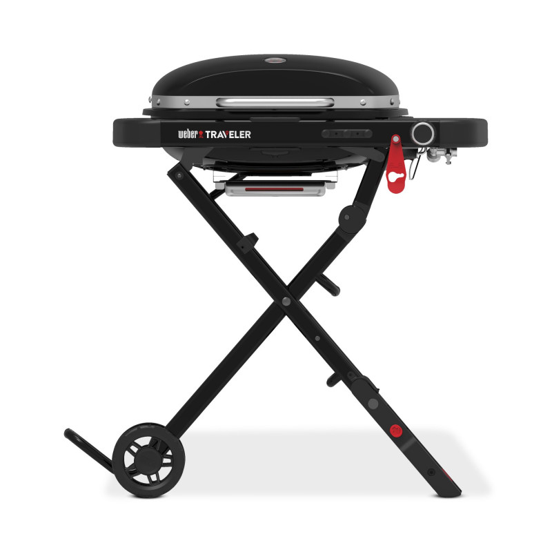 Barbacoa portátil negra con soporte plegable
