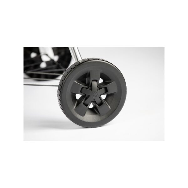 Rueda negra de carrito metálico