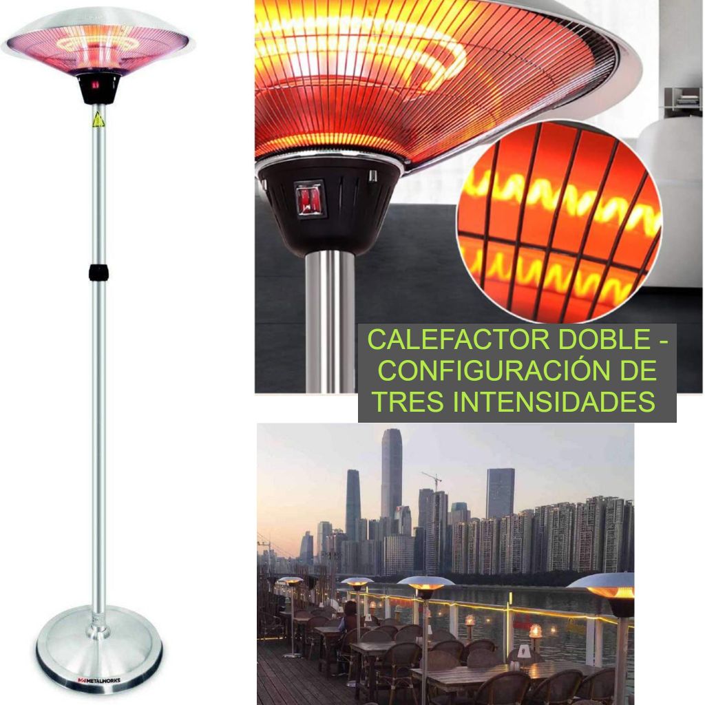 Calefactor de exterior con tres intensidades.