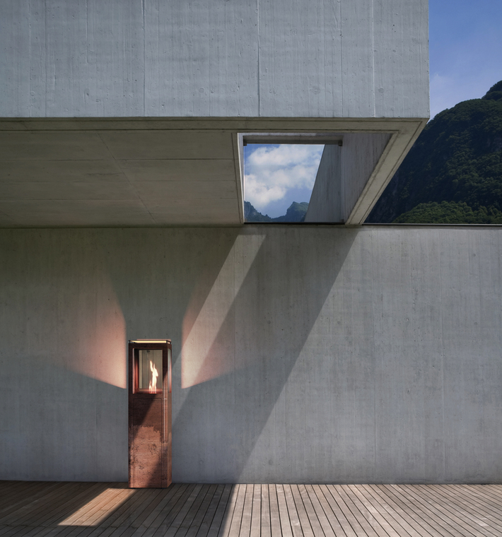 Arquitectura moderna con iluminación y ventana al cielo