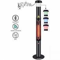 Calefactor torre negro con luces LED y Bluetooth