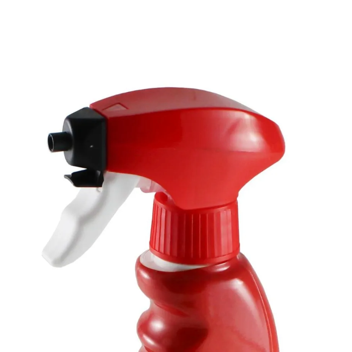 Botella de spray roja para limpieza