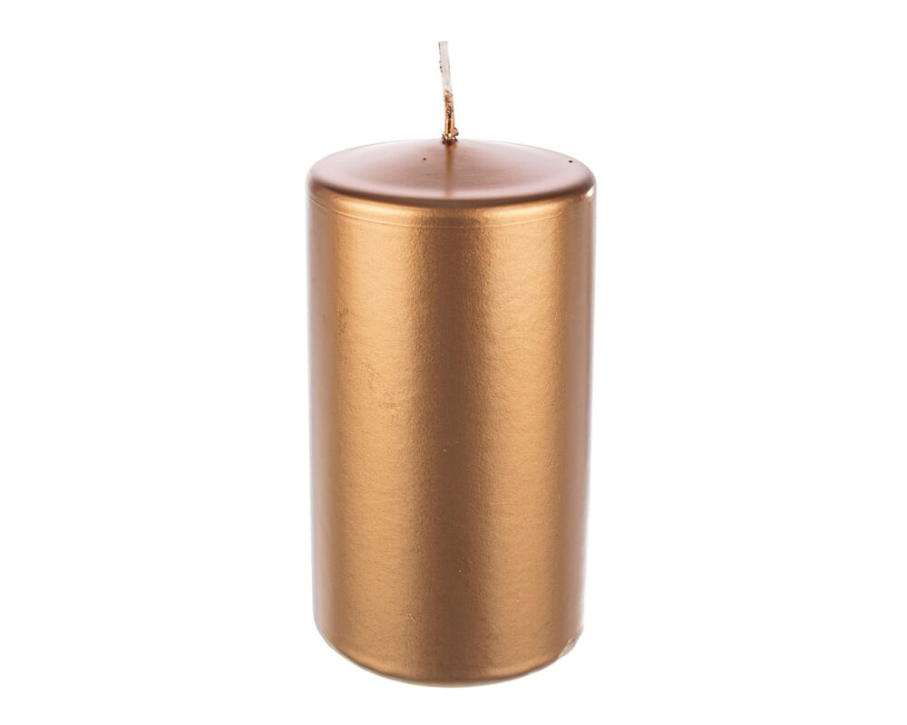 Vela decorativa cilíndrica dorada
