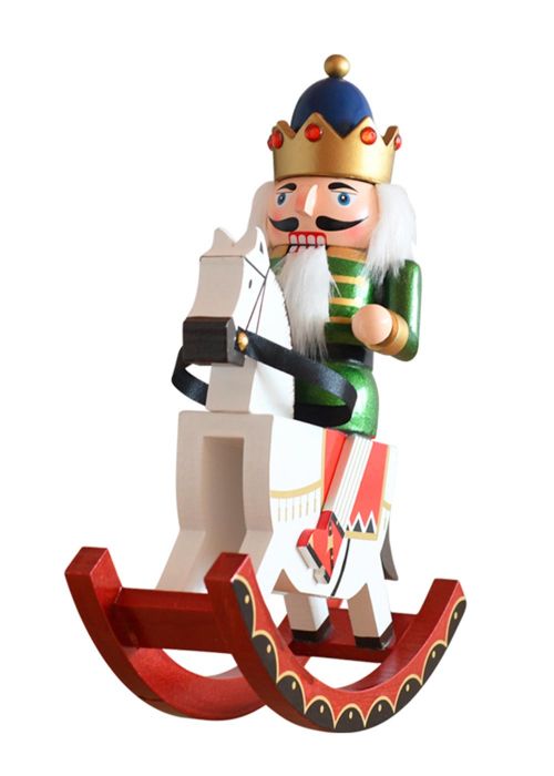 Cascanueces de madera montado en caballo balancín.