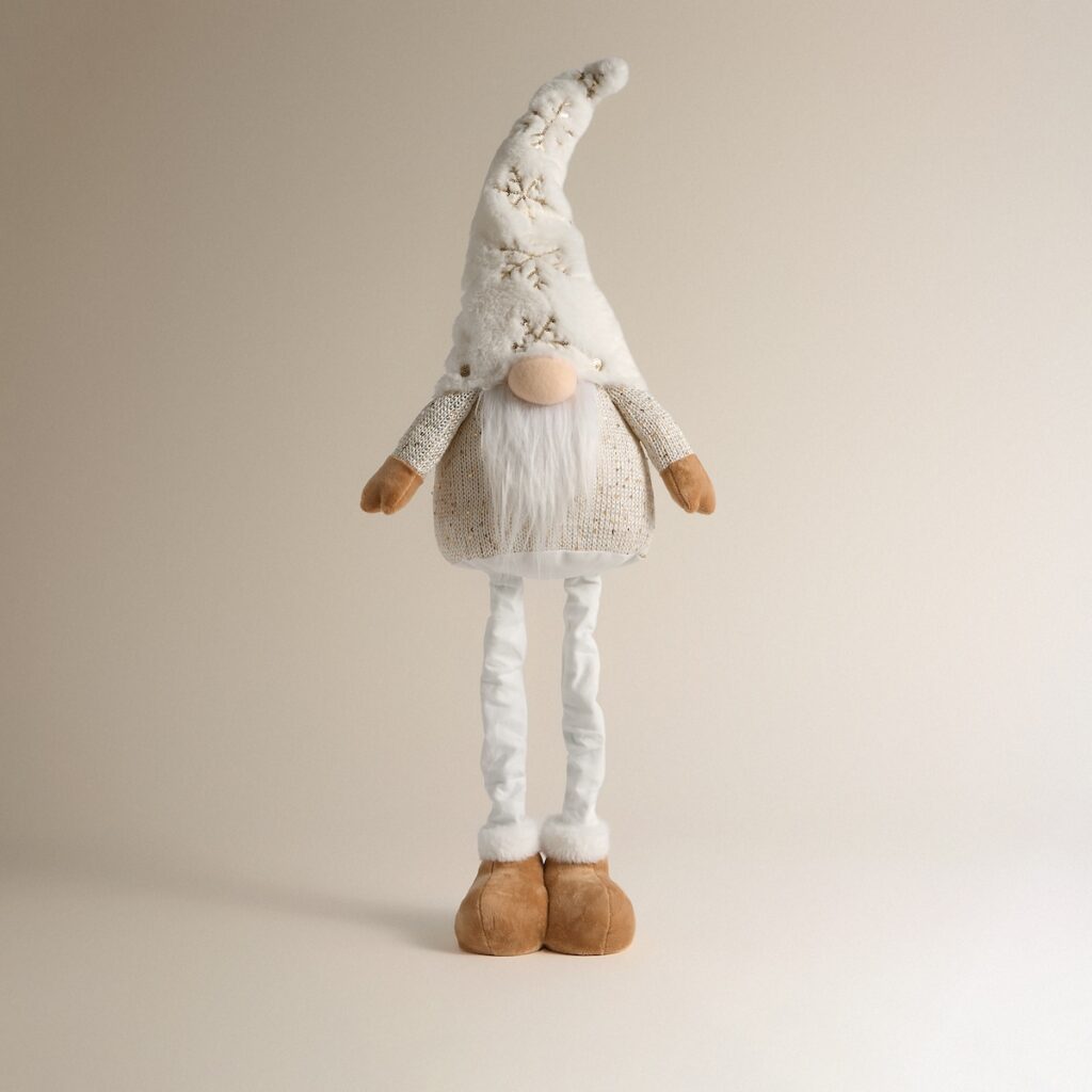 Figura decorativa de gnomo de invierno beige