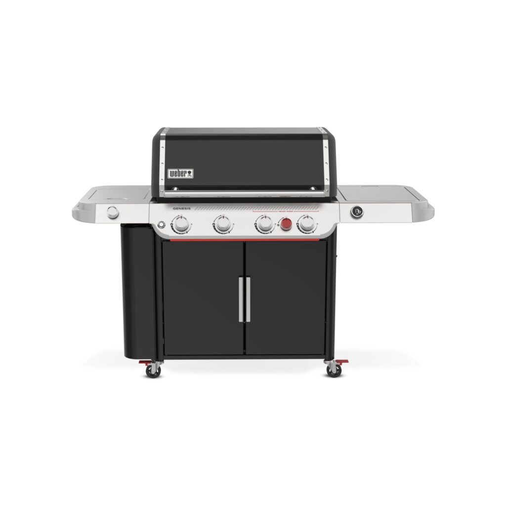 Barbacoa de gas moderna con cuatro quemadores.