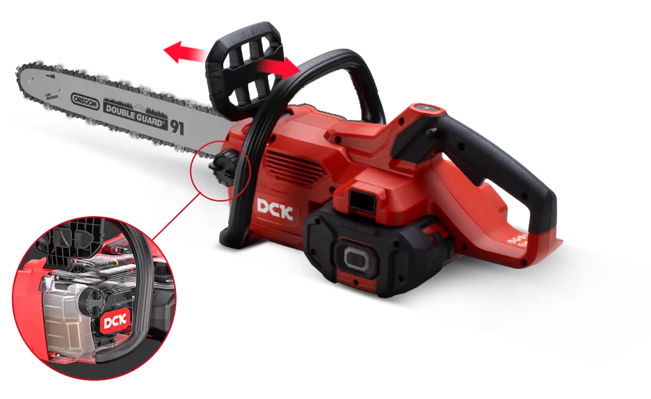 Motosierra eléctrica roja DCK con batería