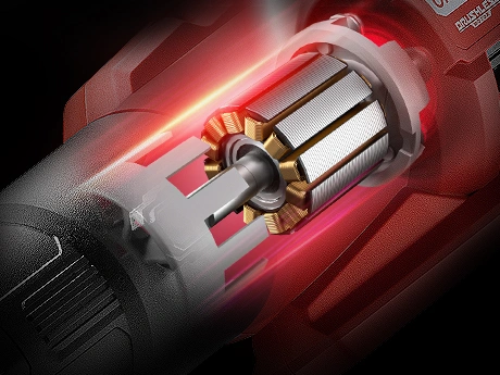 Motor eléctrico en corte con bobinas de cobre