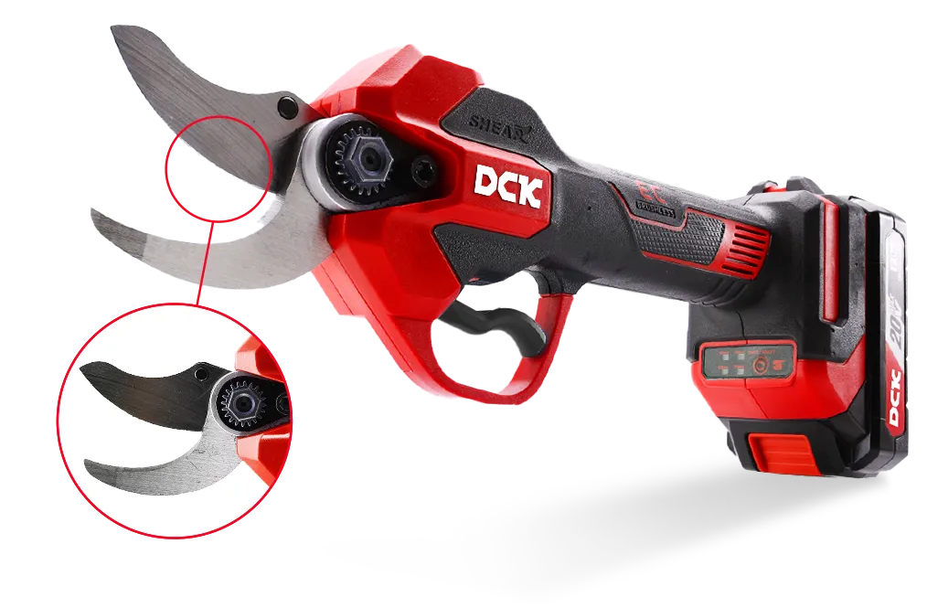 Tijeras de podar eléctricas inalámbricas rojas y negras