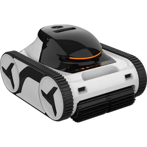 Robot limpiador de piscina con orugas y cepillo frontal