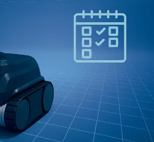 Robot con icono de calendario y tareas