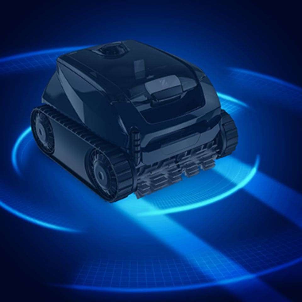 Robot limpiador de piscina con orugas