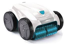 Robot limpiafondos automático para piscina con orugas azules