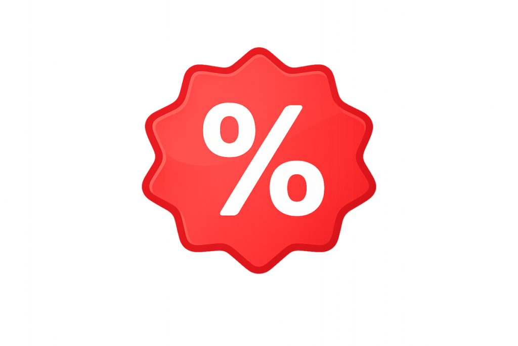 Icono rojo de porcentaje sobre fondo negro