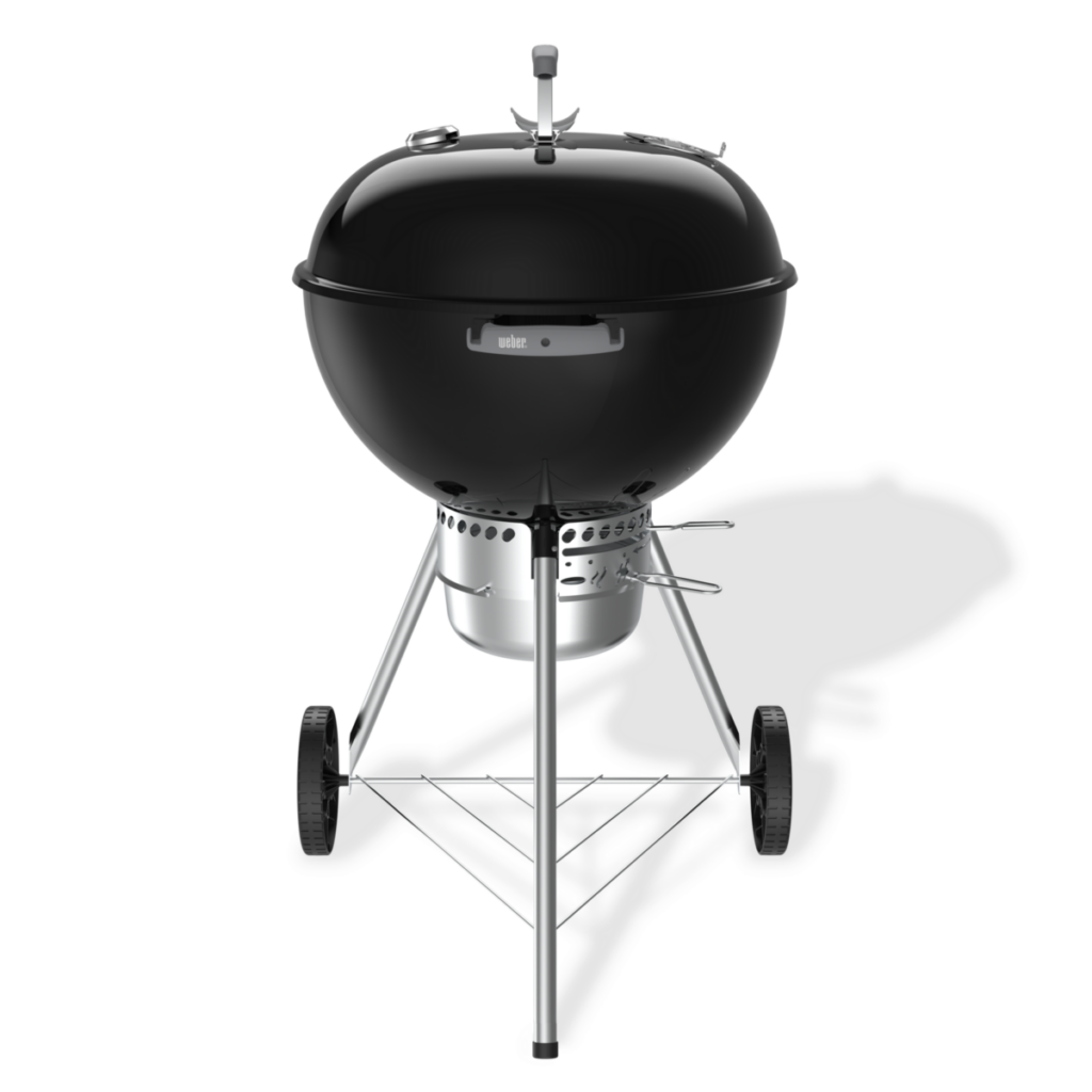 Barbacoa de carbón tipo kettle negra con ruedas