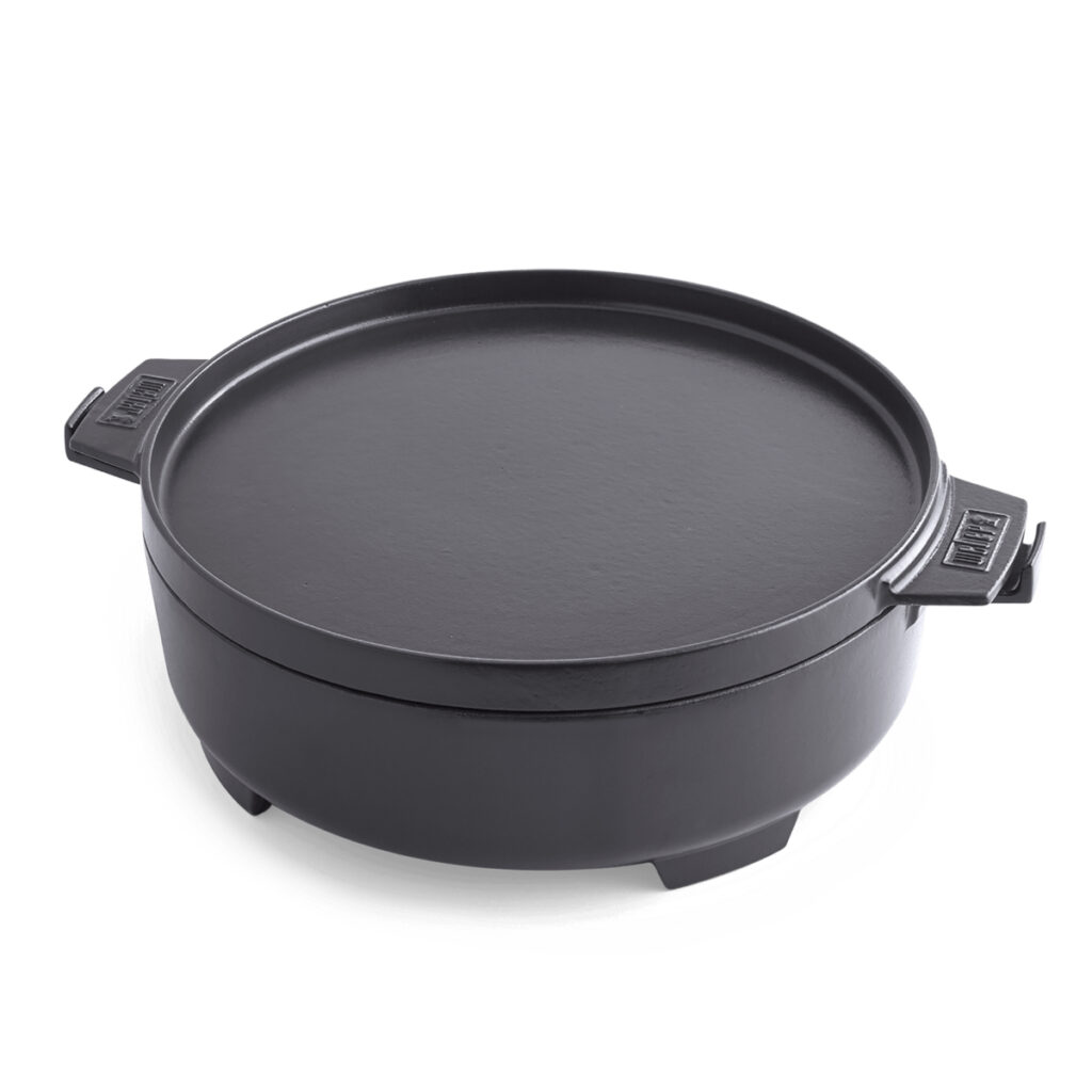 Cazuela redonda de hierro fundido con tapa negra