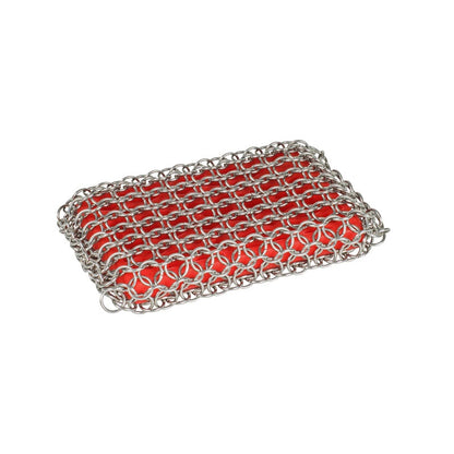 Esponja roja con malla metálica entrelazada