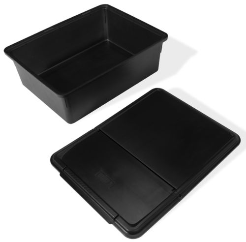 Caja de plástico negra con tapa