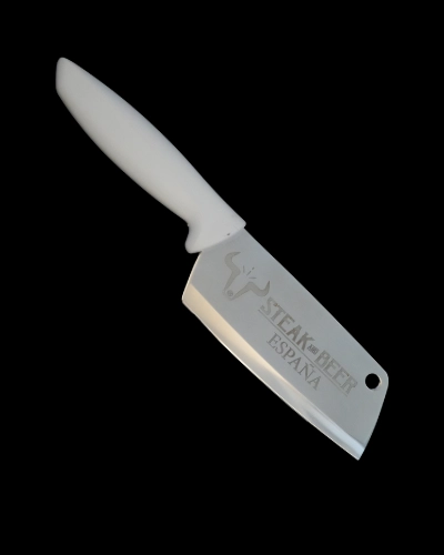 Cuchillo de cocina tipo hacha blanco