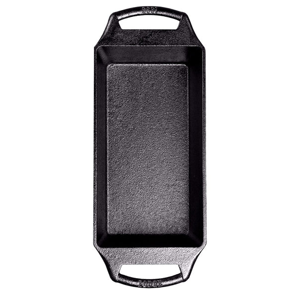 Plancha rectangular de hierro fundido con asas