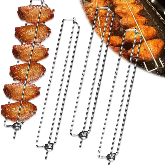 Soportes metálicos para asar alitas de pollo