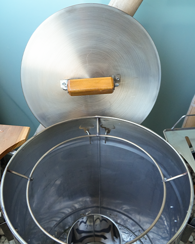 Extractor de miel de acero inoxidable abierto